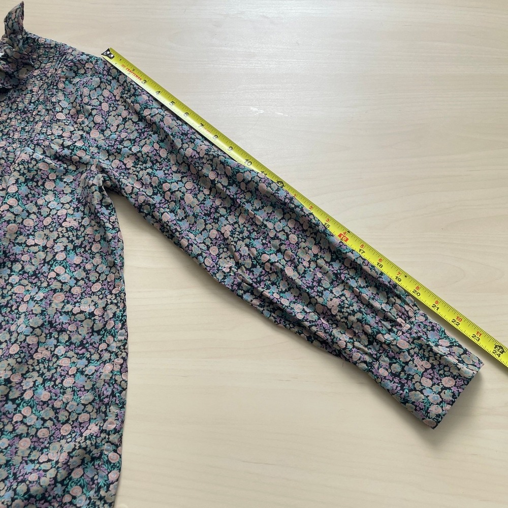Doen Ruffle Neck Floral Multicolor Long Sleeve Blouse Size Small - Picture 10 of 12